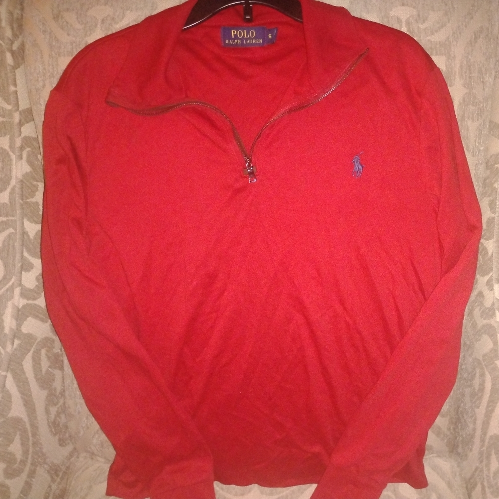 RALPH LAUREN =RED (ZIP UP)LONG SLEEVE SHIRT JACKET = BLUE LABEL WOMAN'S = SIZE S
